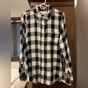 Lucky Brand Black & White Plaid Button Down